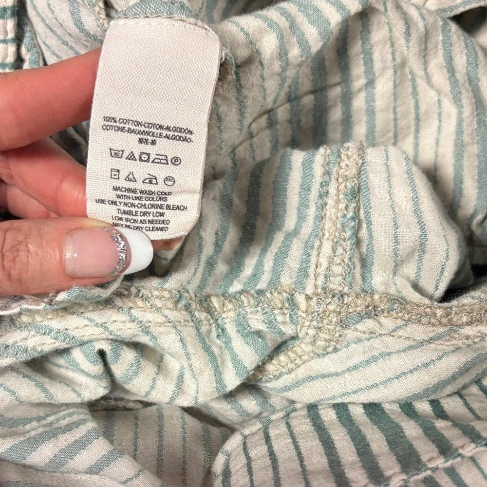 Free People Striped Green and White Women Shorts